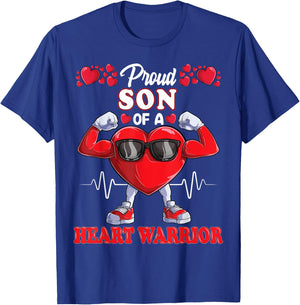 Proud Son of a Heart Warrior CHD Awareness T-Shirt - T-Shirt | Royal