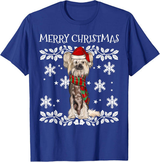 Merry Christmas Ornament Chinese Crested Xmas Santa T-Shirt - T-Shirt | Royal
