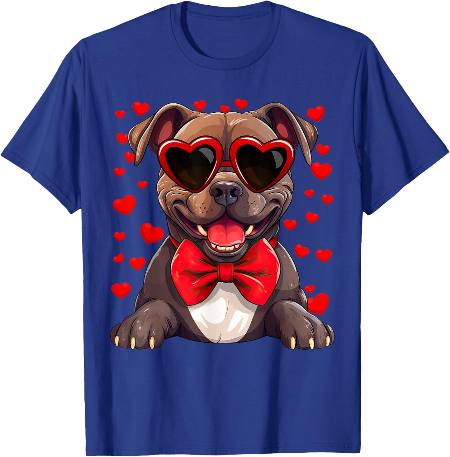 American Bully Heart Sunglasses Bow Tie Valentine's Day T-Shirt - T-Shirt | Royal