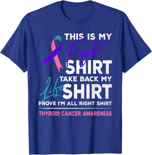 This Is My Fight Shirt Thyroid Cancer Awareness Ribbon Gift T-Shirt - T-Shirt | Royal
