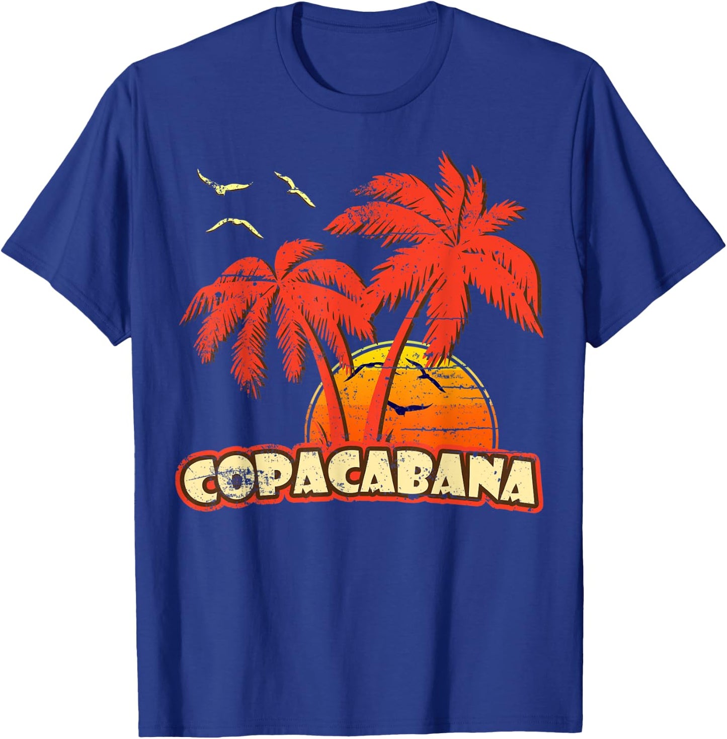 Copacabana Summer Palm Trees 80s Beach Sunset Men Women Kids T-Shirt - T-Shirt | Royal