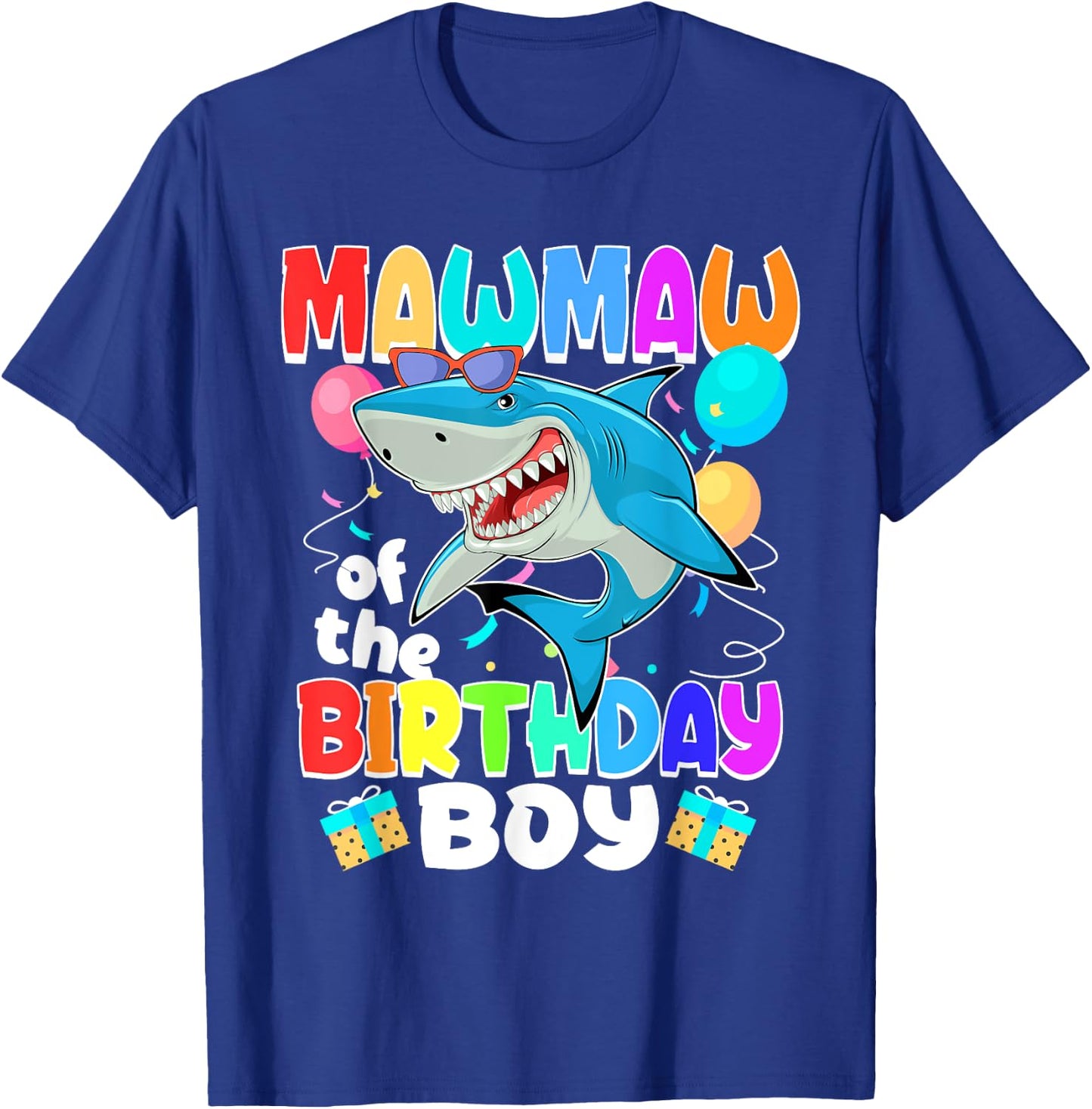 Mawmaw of the Birthday Boy Family Matching Party Shark T-Shirt - T-Shirt | Royal