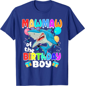 Mawmaw of the Birthday Boy Family Matching Party Shark T-Shirt - T-Shirt | Royal