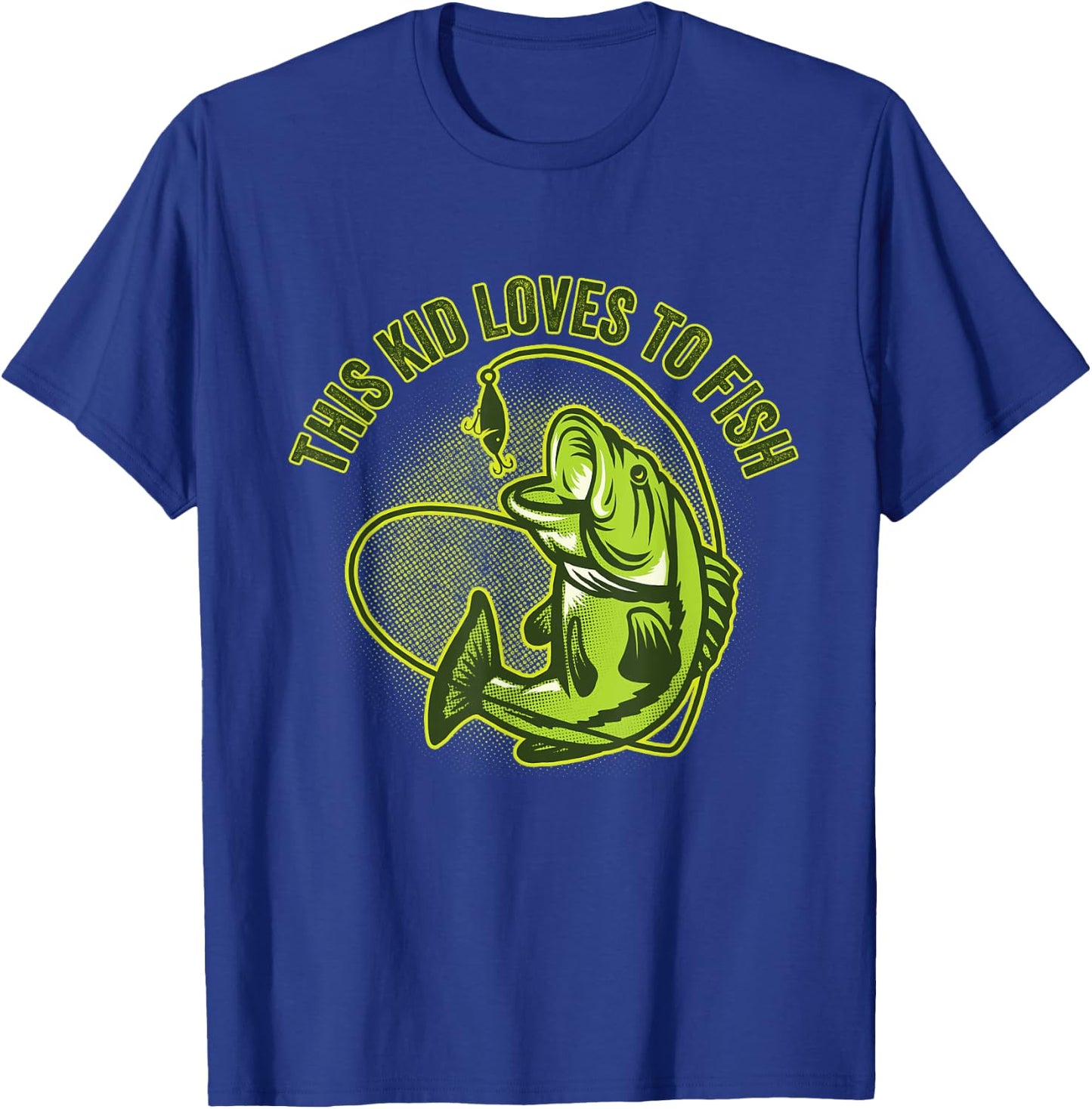 This Kid Loves To Fish Heart Fishing Gift T-Shirt - T-Shirt | Royal