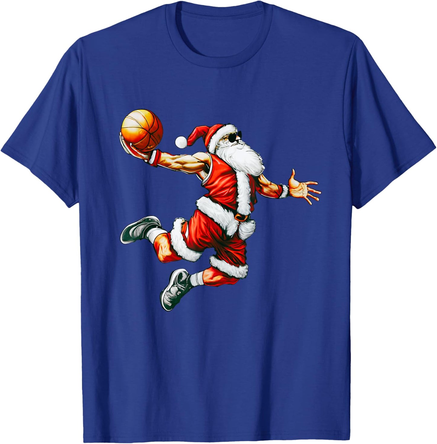 Santa Claus Slam Dunk Basketball Hoop Christmas Pajama Bball T-Shirt - T-Shirt | Royal