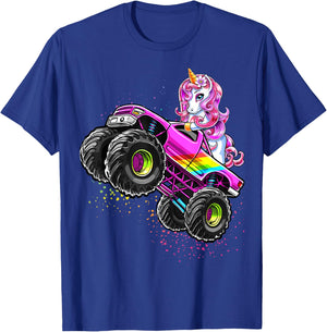 Monster Truck Unicorn Birthday Party Monster Truck Girl Gift T-Shirt - T-Shirt | Royal