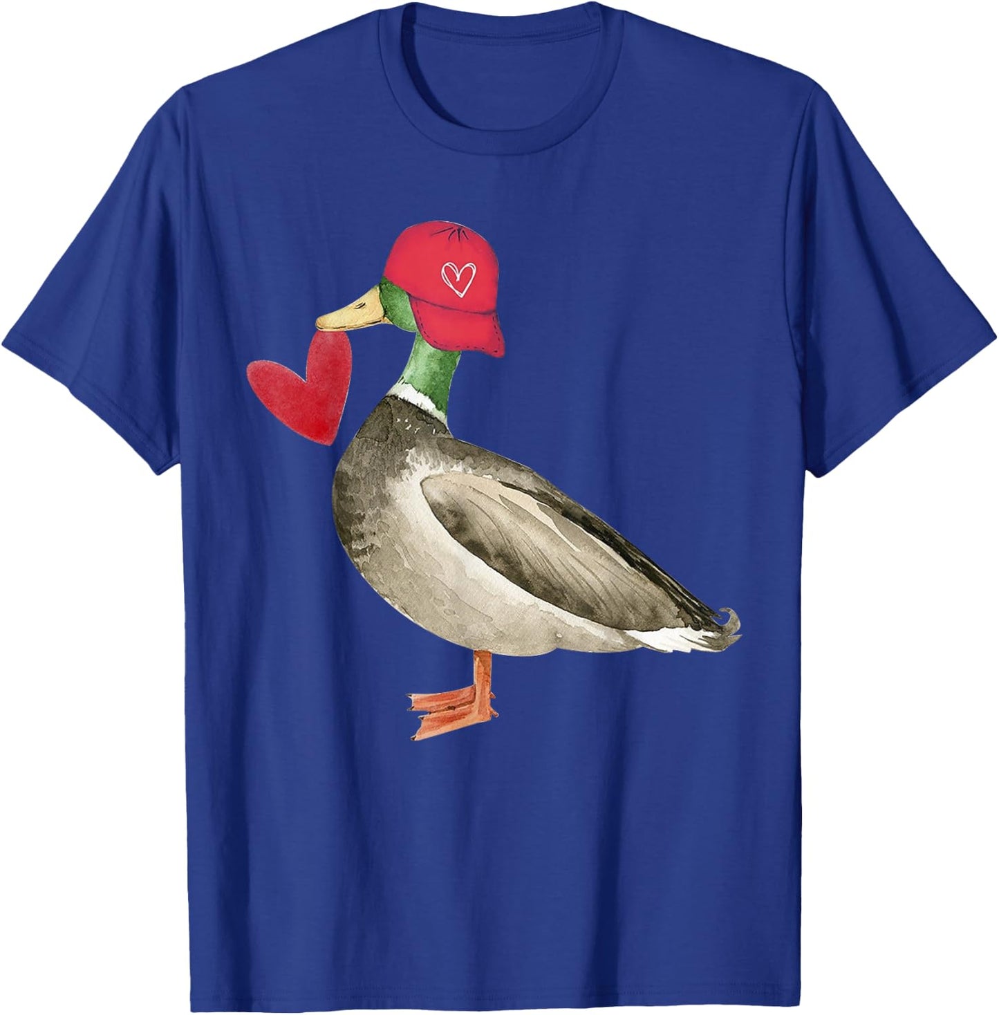 Valentine Mallard Duck Retro Groovy Hearts Valentine's Day T-Shirt - T-Shirt | Royal
