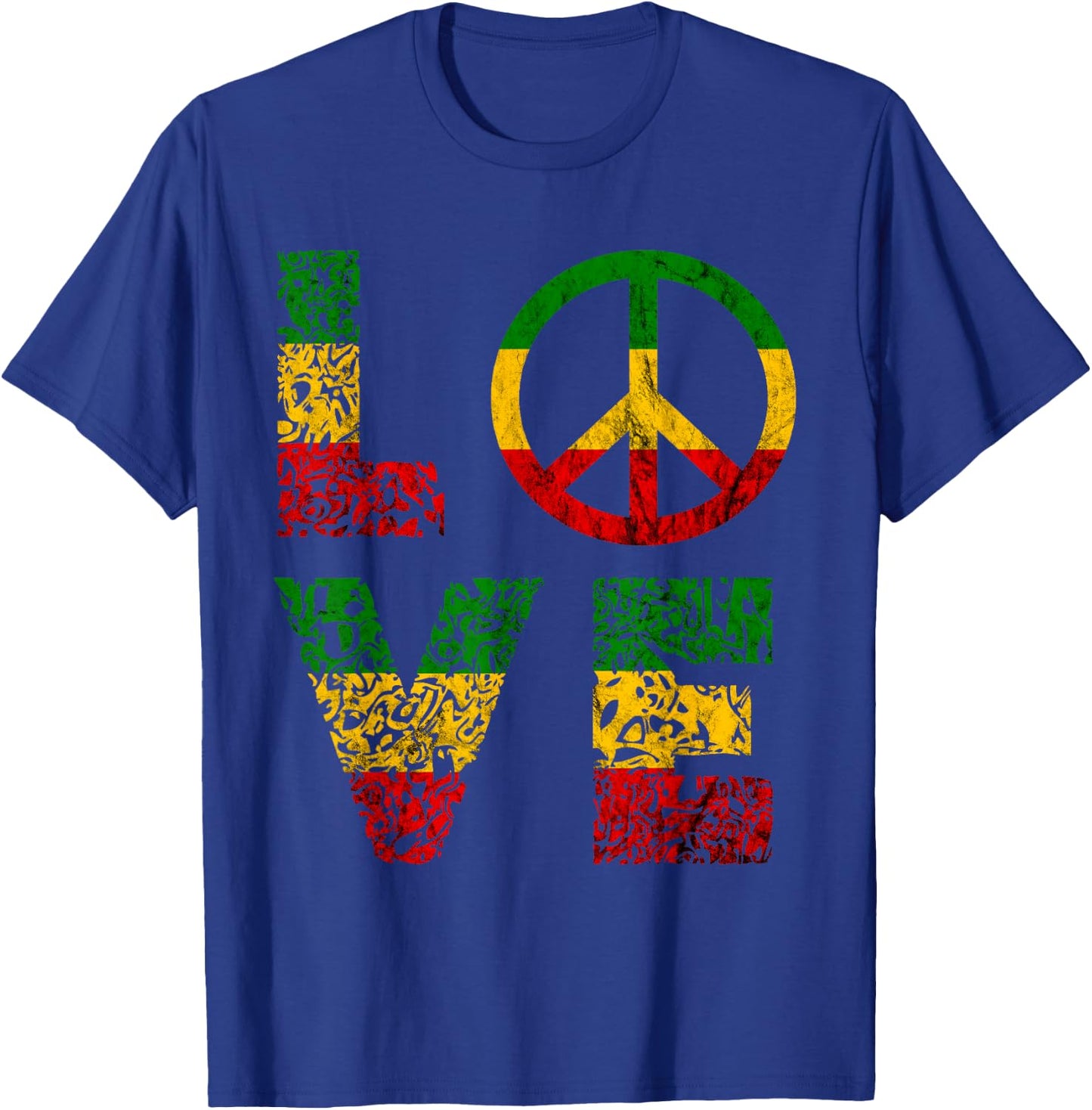 Reggae Peace Love Hippie Rasta Reggae Music Jamaica T-Shirt - T-Shirt | Royal