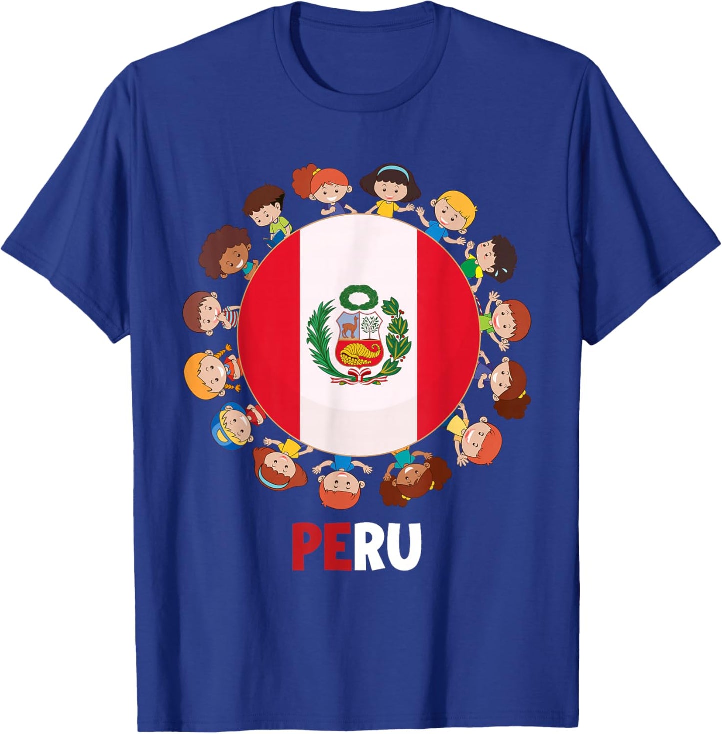 Peruvian Flag Hispanic Heritage Month Peru Kids Boys Girls T-Shirt - T-Shirt | Royal