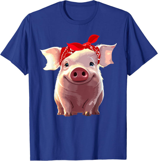 Funny Pig Design Girls Kids Toddlers Piggy Lovers T-Shirt - T-Shirt | Royal
