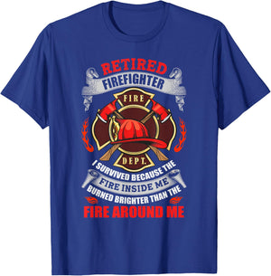 Retired Firefighter Retirement Gift Fire Department T-Shirt - T-Shirt | Royal