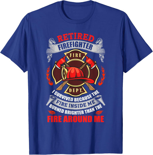 Retired Firefighter Retirement Gift Fire Department T-Shirt - T-Shirt | Royal