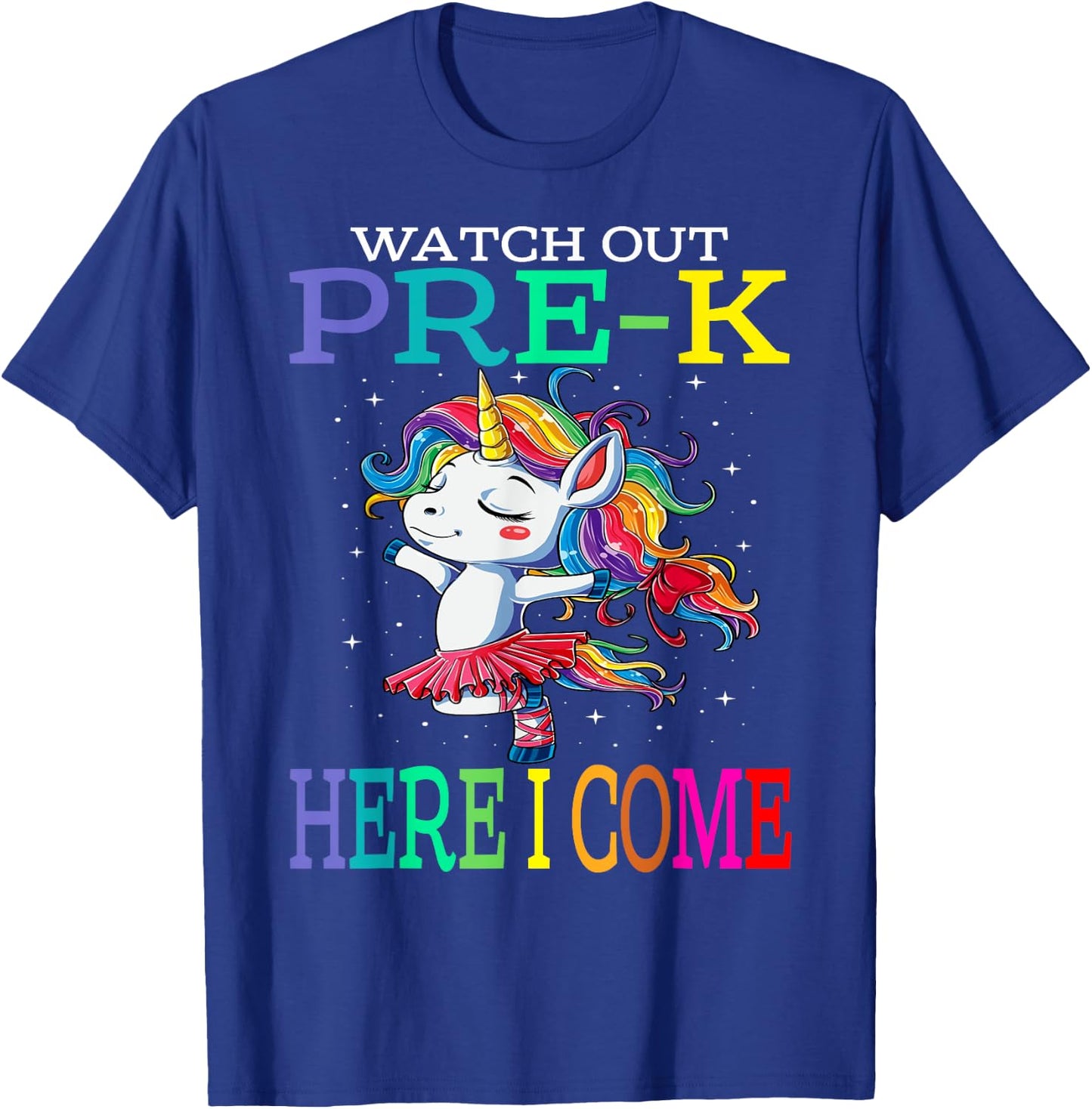 Watch Out Pre-K Here I Come Unicorn Back To School T-Shirt - T-Shirt | Royal