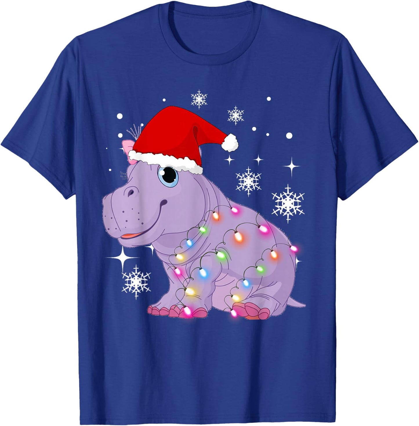 Christmas Lights Baby hippo Cute T-Shirt - T-Shirt | Royal