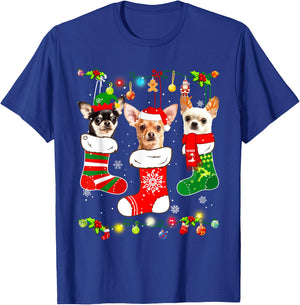 Chihuahua Christmas Lights Gift Funny Xmas Dog Lover T-Shirt - T-Shirt | Royal