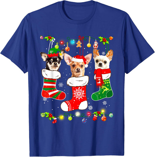 Chihuahua Christmas Lights Gift Funny Xmas Dog Lover T-Shirt - T-Shirt | Royal