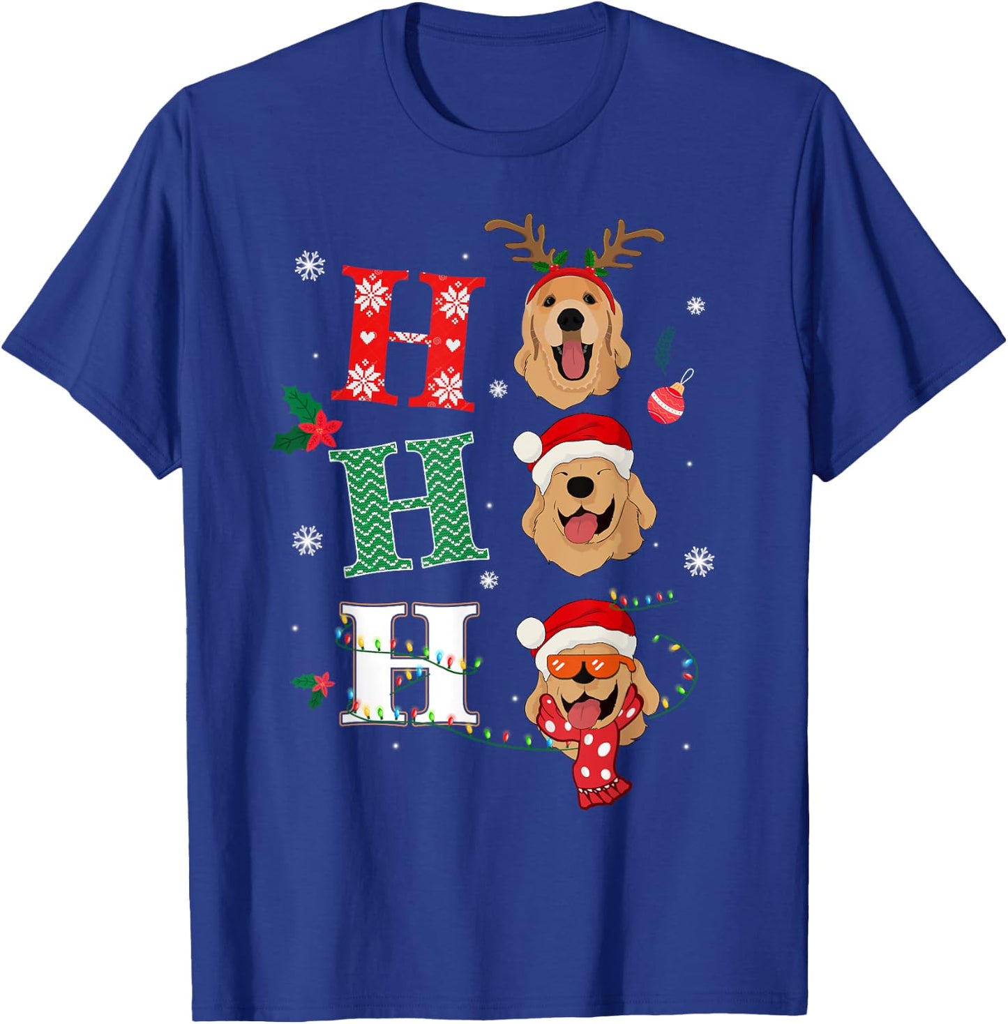 Ho Ho Ho Retrievers Golden Xmas Outfit Christmas Costume T-Shirt - T-Shirt | Royal
