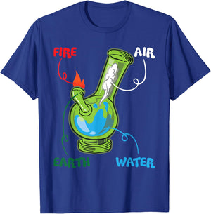 Bong Elements Fire Water Air Earth Cannabis Anatomy Fun T-Shirt - T-Shirt | Royal