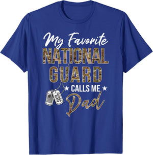 My Favorite National Guard Calls Me Dad Military Family T-Shirt - T-Shirt | Royal