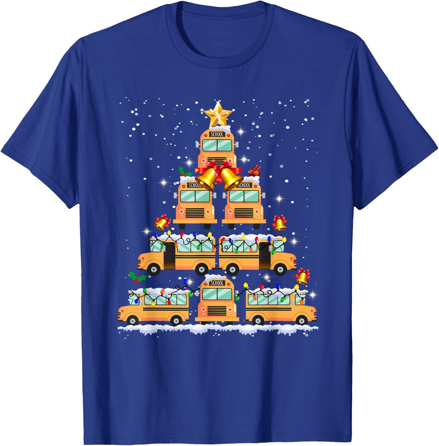 Funny School Bus Christmas Tree T-Shirt - T-Shirt | Royal