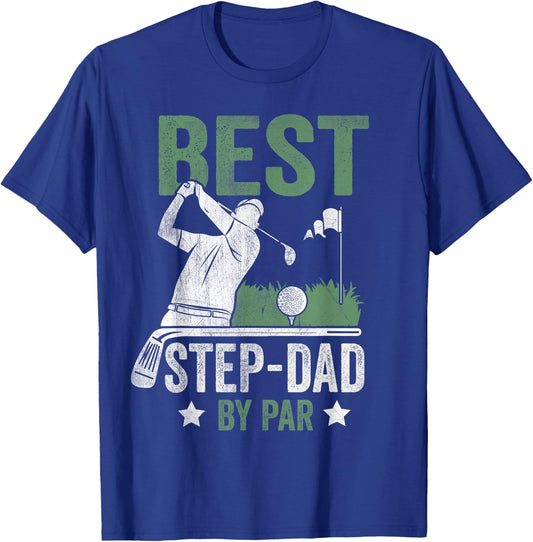 Best Step-Dad By Par Father's Day Golf Gift T-Shirt - T-Shirt | Royal