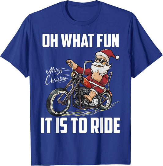 Santa Claus Driving Motorcycle Biker Christmas Motorcyclist T-Shirt - T-Shirt | Royal