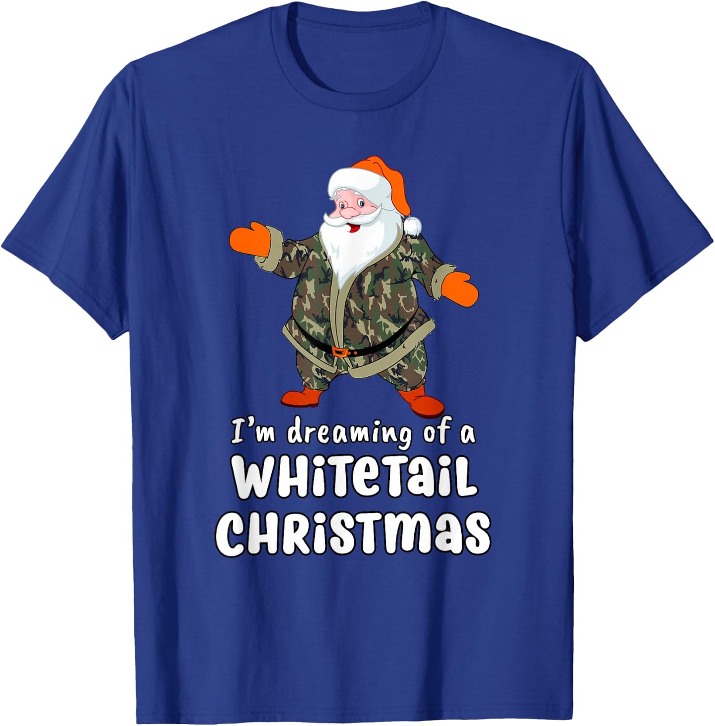 Deer Hunting Whitetail Christmas Camo Santa T-Shirt - T-Shirt | Royal
