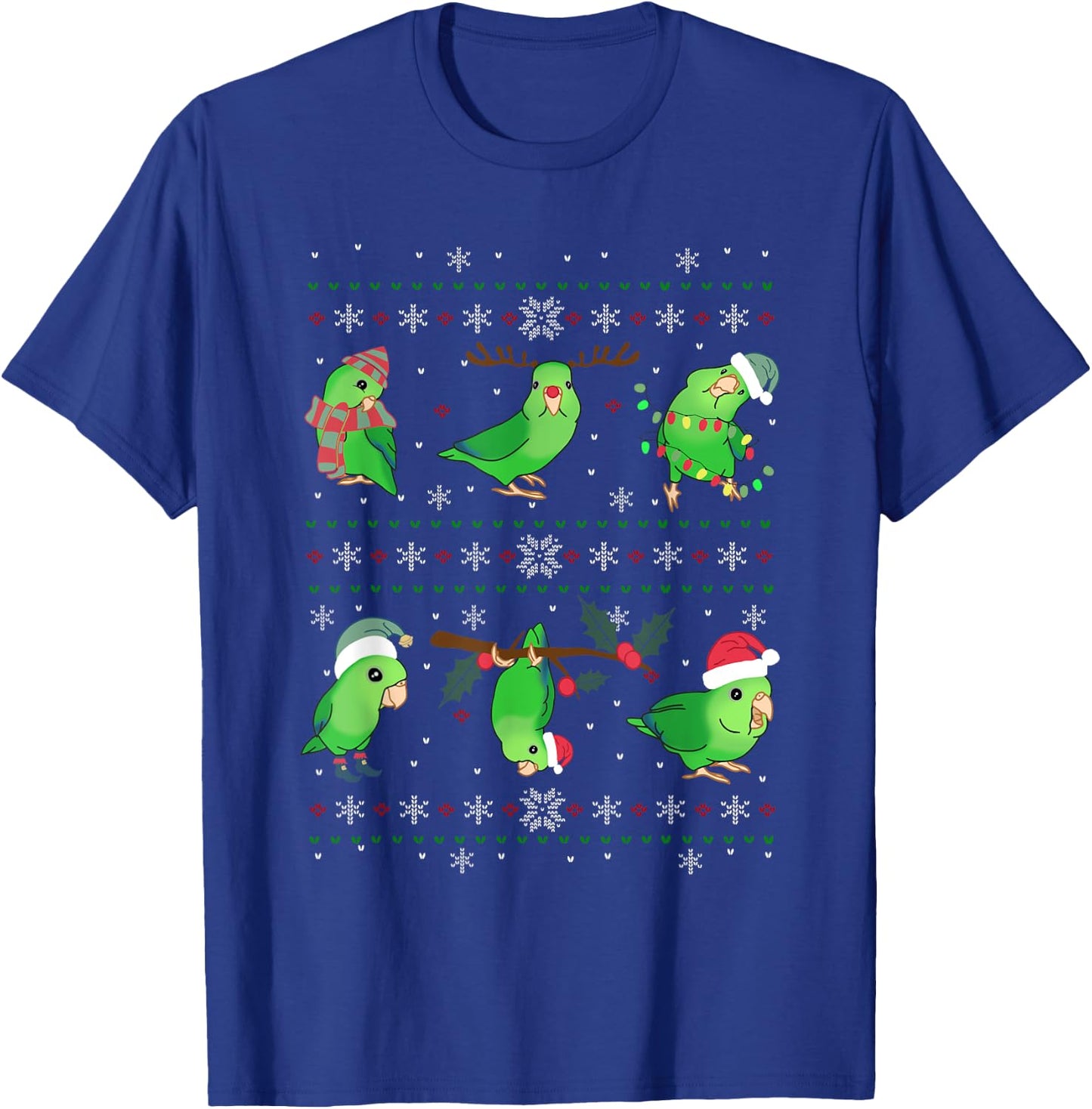 Ugly Christmas Green Parrotlet Birb memes Parrot owner T-Shirt - T-Shirt | Royal