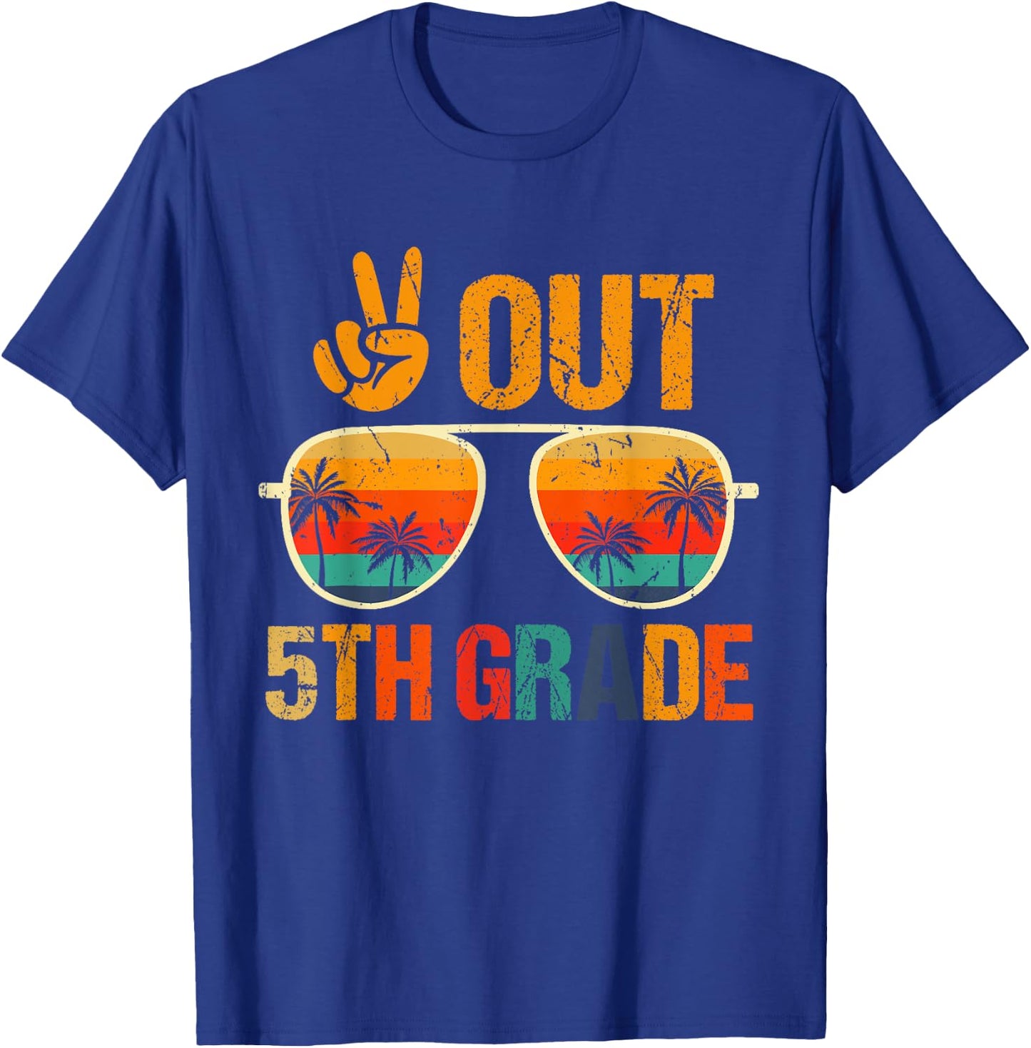 Retro Peace Out 5th Grade Groovy Happy Last Day Of School T-Shirt - T-Shirt | Royal