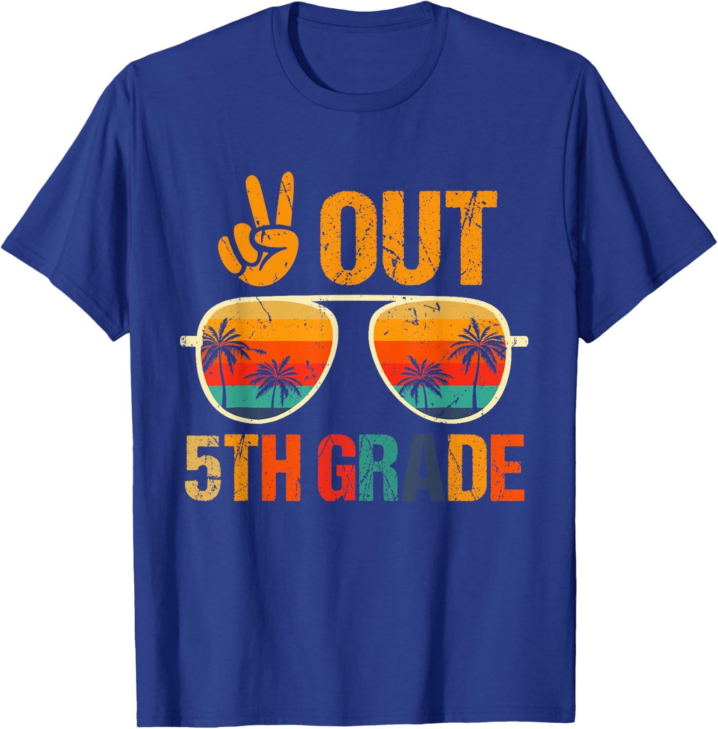 Retro Peace Out 5th Grade Groovy Happy Last Day Of School T-Shirt - T-Shirt | Royal