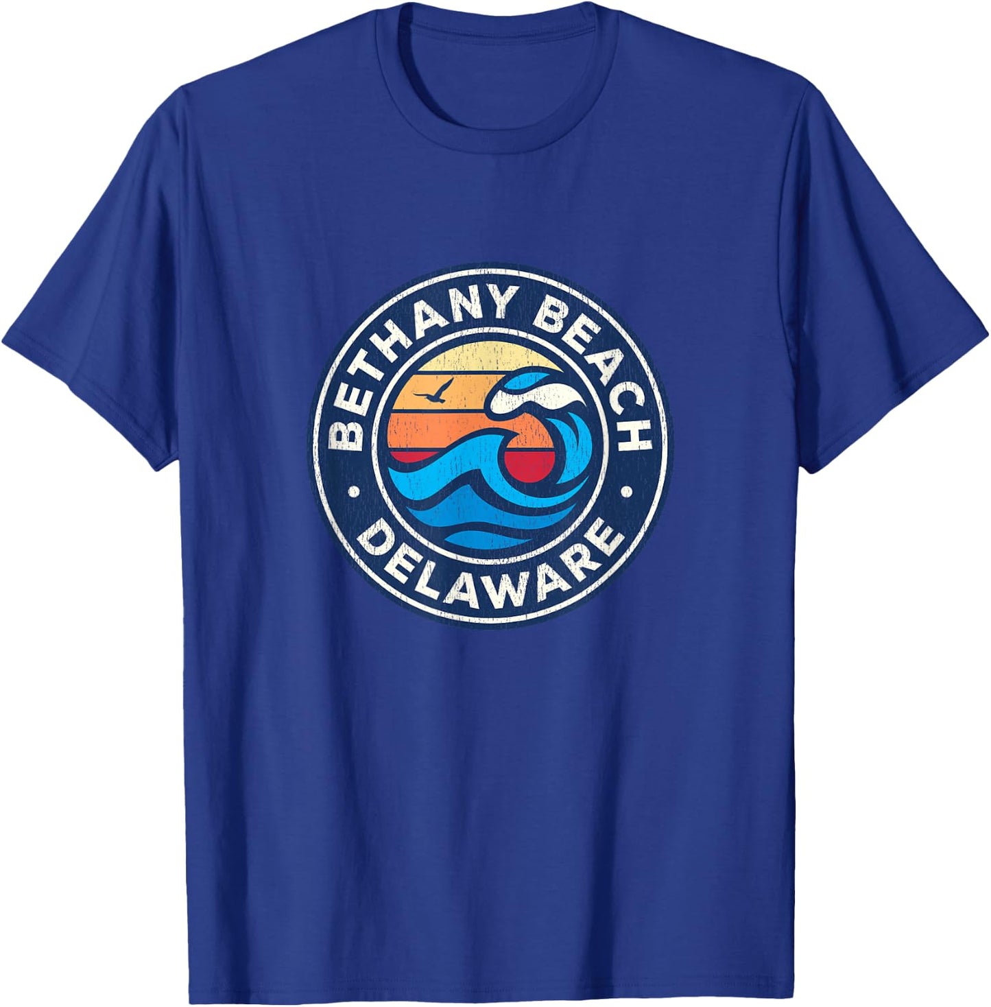 Bethany Beach Delaware DE Vintage Nautical Waves Design T-Shirt - T-Shirt | Royal