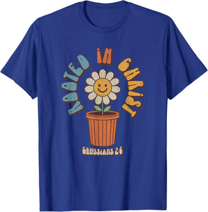 Vintage Retro Christian Rooted In Christ Col 2:6 Bible Verse T-Shirt - T-Shirt | Royal