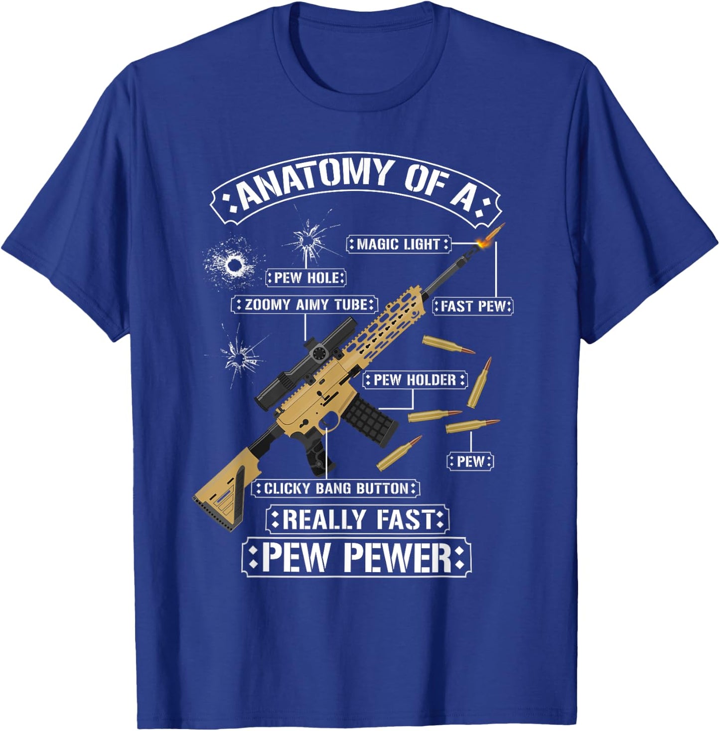 Sarcastic Funny Anatomy Of A Rifle Gun Graphic - Gun Lovers T-Shirt - T-Shirt | Royal