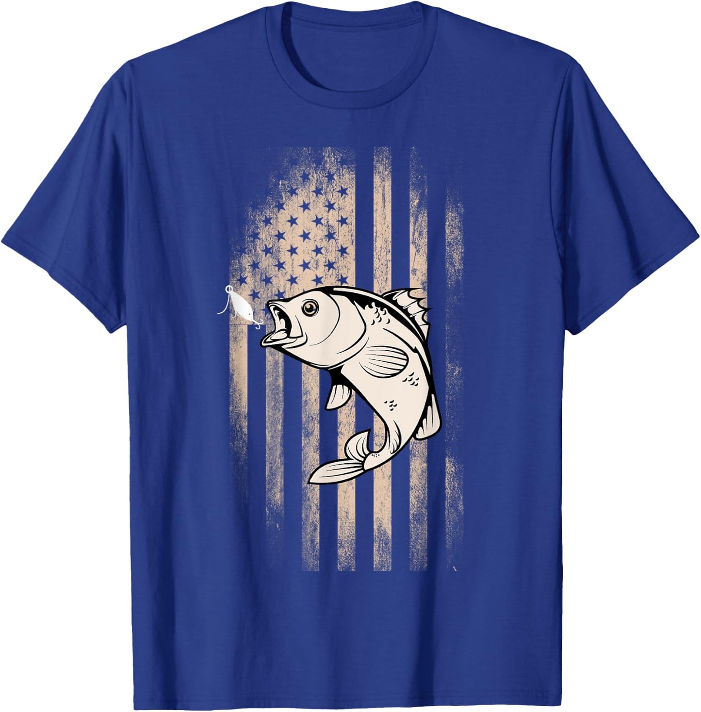 American Flag Fishing Patriotic T-Shirt - T-Shirt | Royal