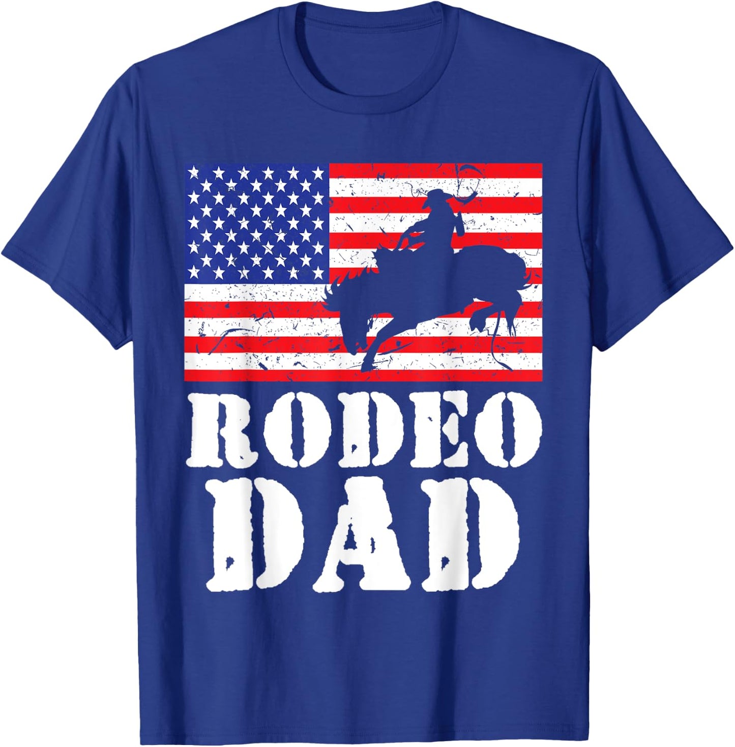 USA American Distressed Flag Rodeo Dad Men Gift T-Shirt - T-Shirt | Royal