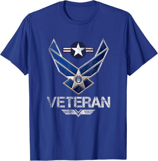 U.S Air Force Veteran USAF Flag Vintage Veterans Day Gift T-Shirt - T-Shirt | Royal