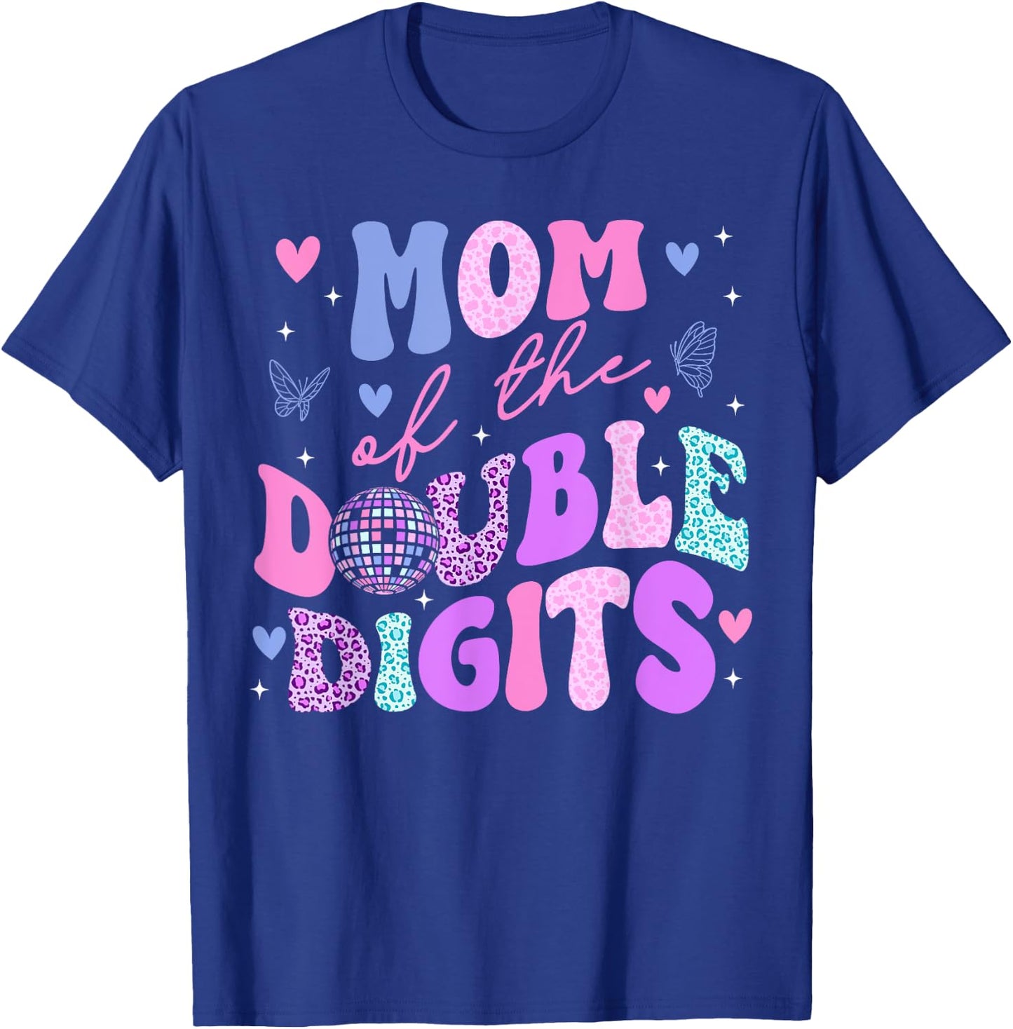 Mom Of The Double Digits Daughter Groovy Mama Retro Theme T-Shirt - T-Shirt | Royal