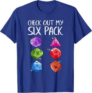 Check Out My Six Pack Gaming Dice Joke Funny Gamer Nerd Gift T-Shirt - T-Shirt | Royal
