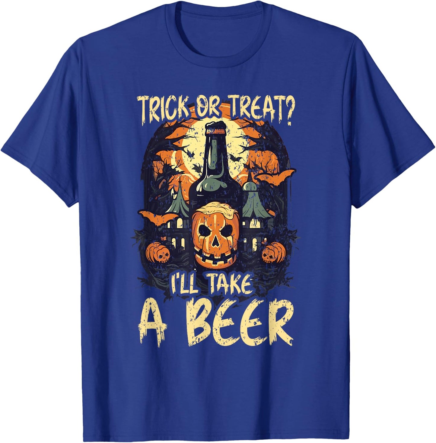Halloween Beer Drinker Trick Or Treat Spooky Alcoholic T-Shirt - T-Shirt | Royal