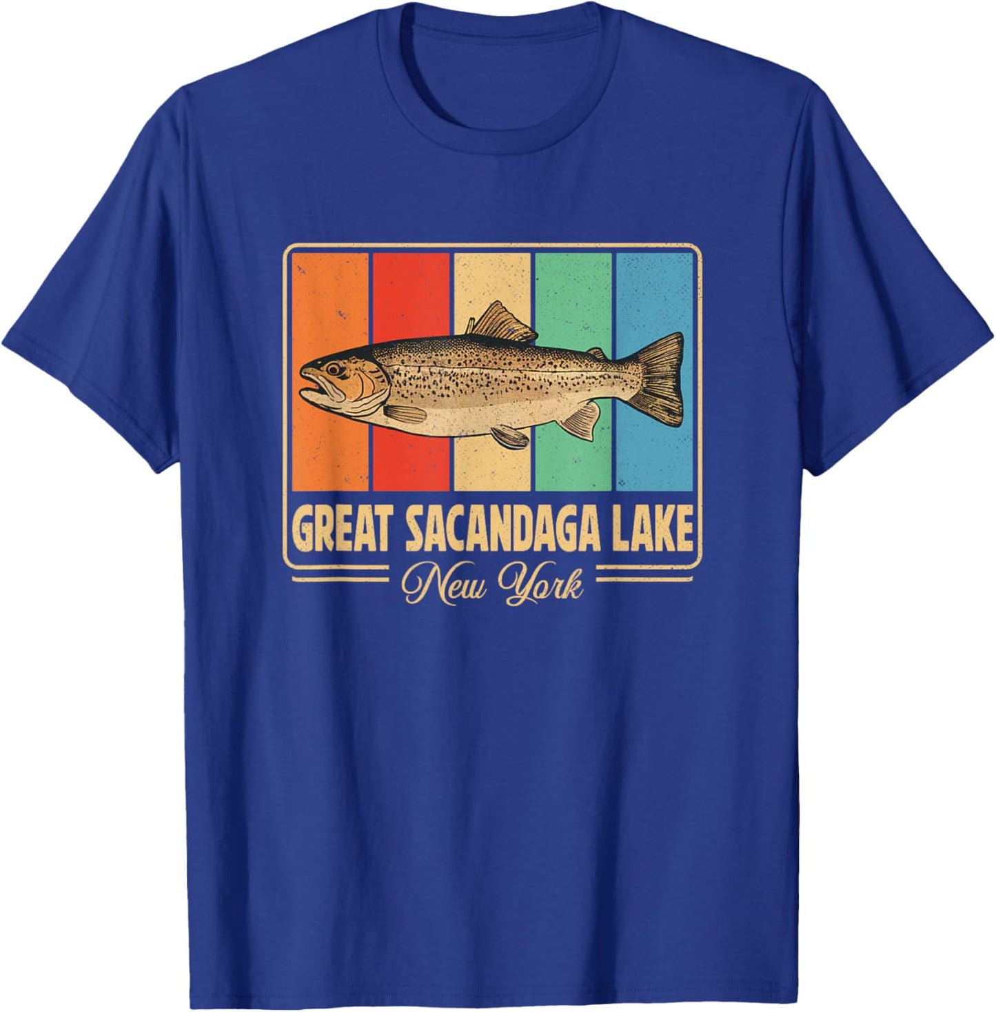 Great Sacandaga Lake New York Outdoors Vintage T-Shirt - T-Shirt | Royal