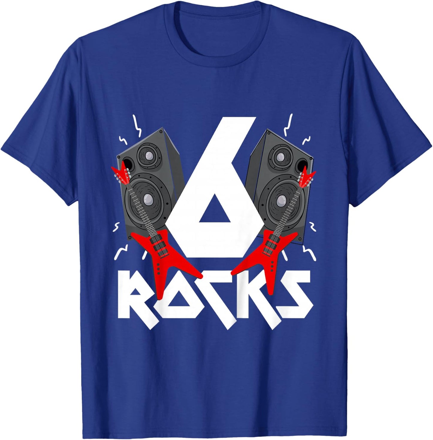6 Rocks Birthday Party 6 Year Old Rock N Roll Star 6th Gift T-Shirt - T-Shirt | Royal