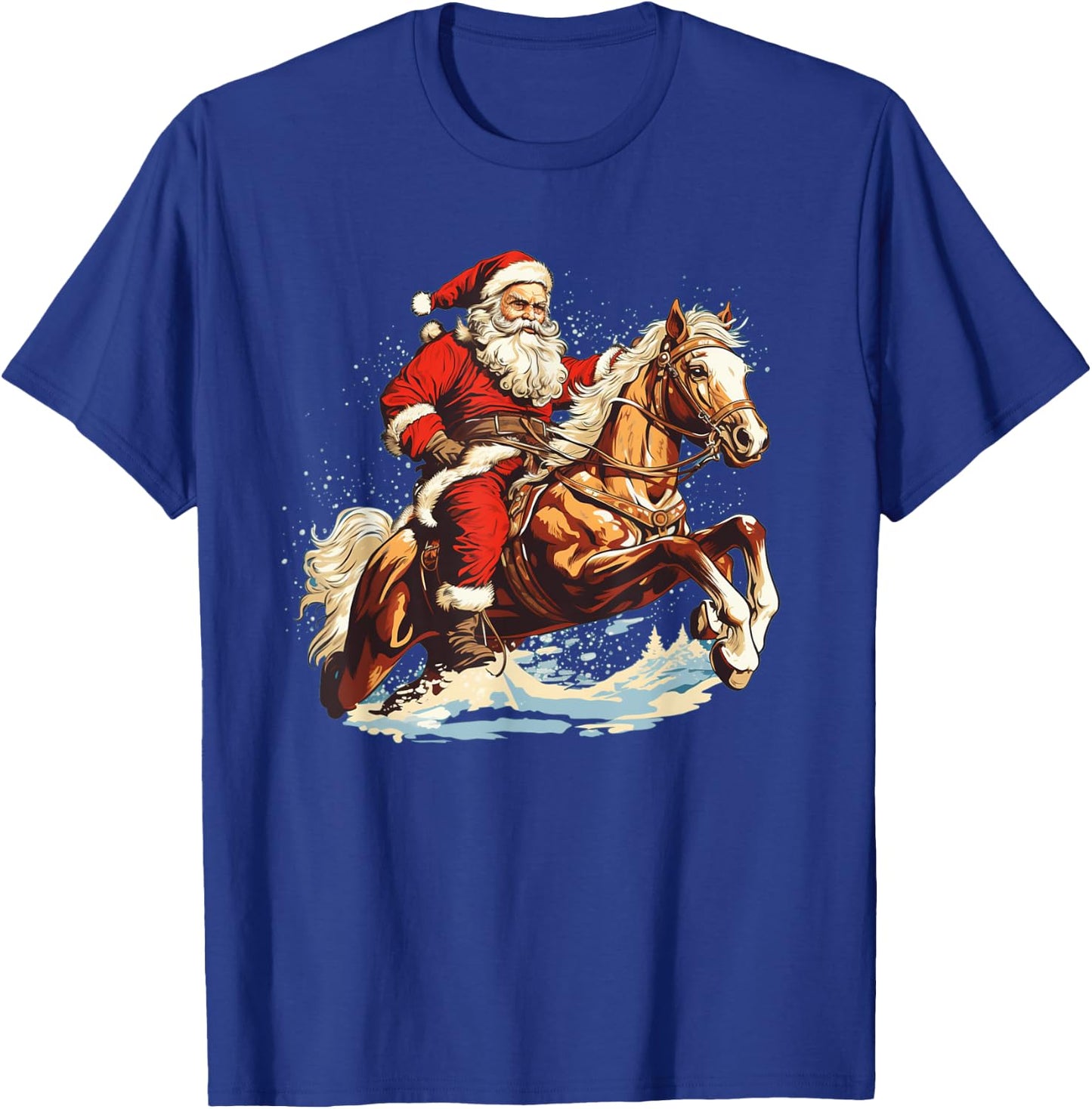 Funny Riding Santa on Horse for Christmas Eve T-Shirt - T-Shirt | Royal