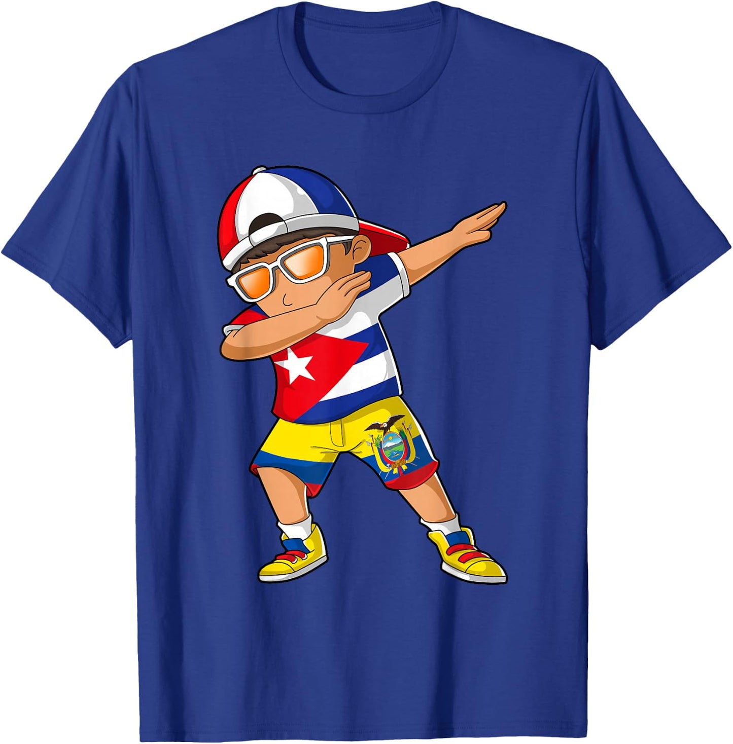 Half Cuban Half Ecuadorian Boy Kid Cuba Ecuador Flag T-Shirt - T-Shirt | Royal