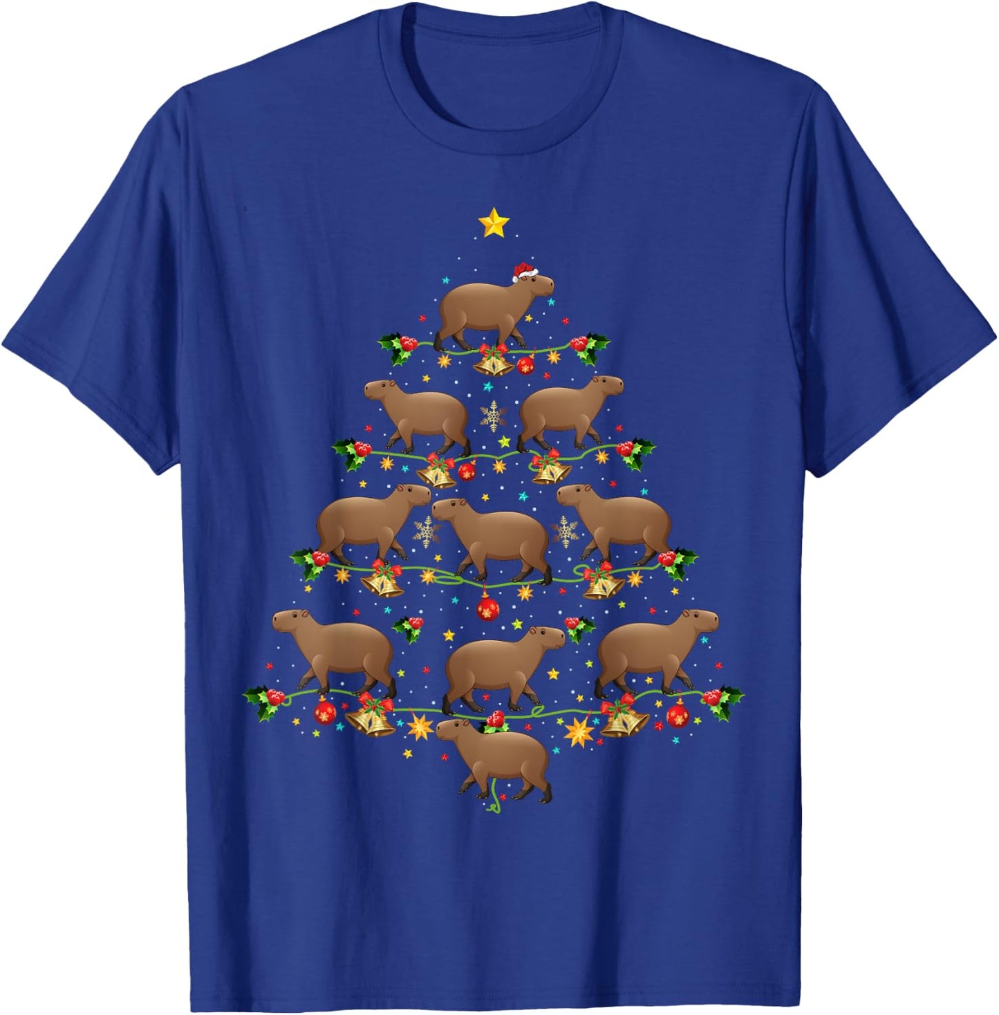 Capybara Christmas Tree Gift Funny Christmas Capybara T-Shirt - T-Shirt | Royal
