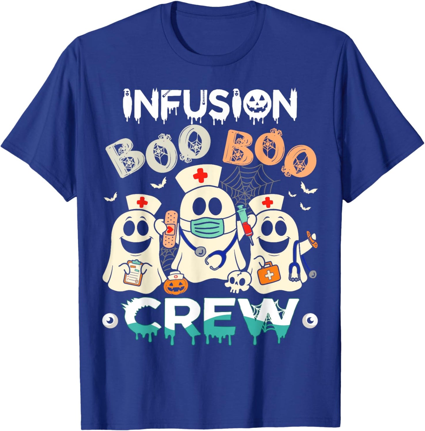 Boo Infusion Crew Ghost Women Halloween Nurse Costume T-Shirt - T-Shirt | Royal
