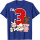 I'm 3 Birthday Boy Girl Farm Animals Theme Party 3 Year Old T-Shirt - T-Shirt | Royal