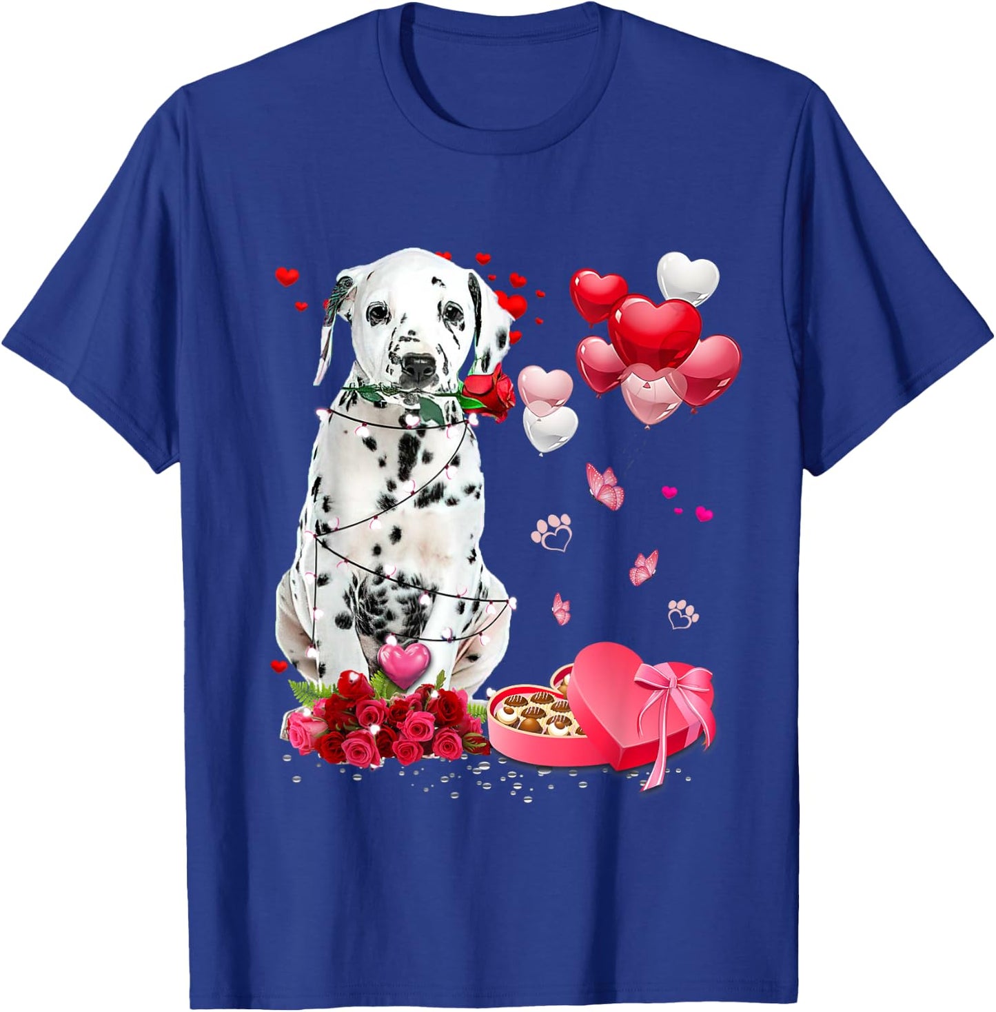Funny Dalmatian Rose Heart Happy Valentine Day Dog Mom Women Kids T-Shirt - T-Shirt | Royal