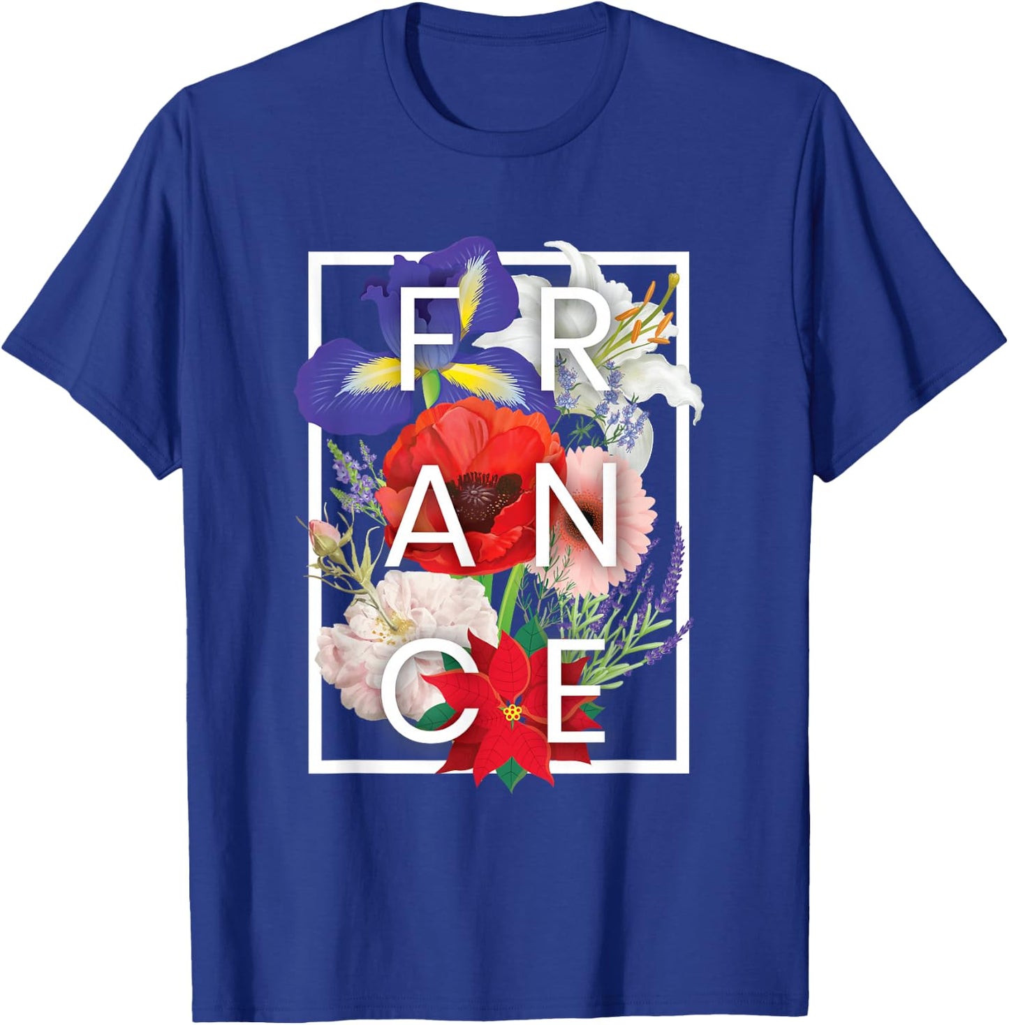 Flowers of France Word Art - French Pride T-Shirt - T-Shirt | Royal