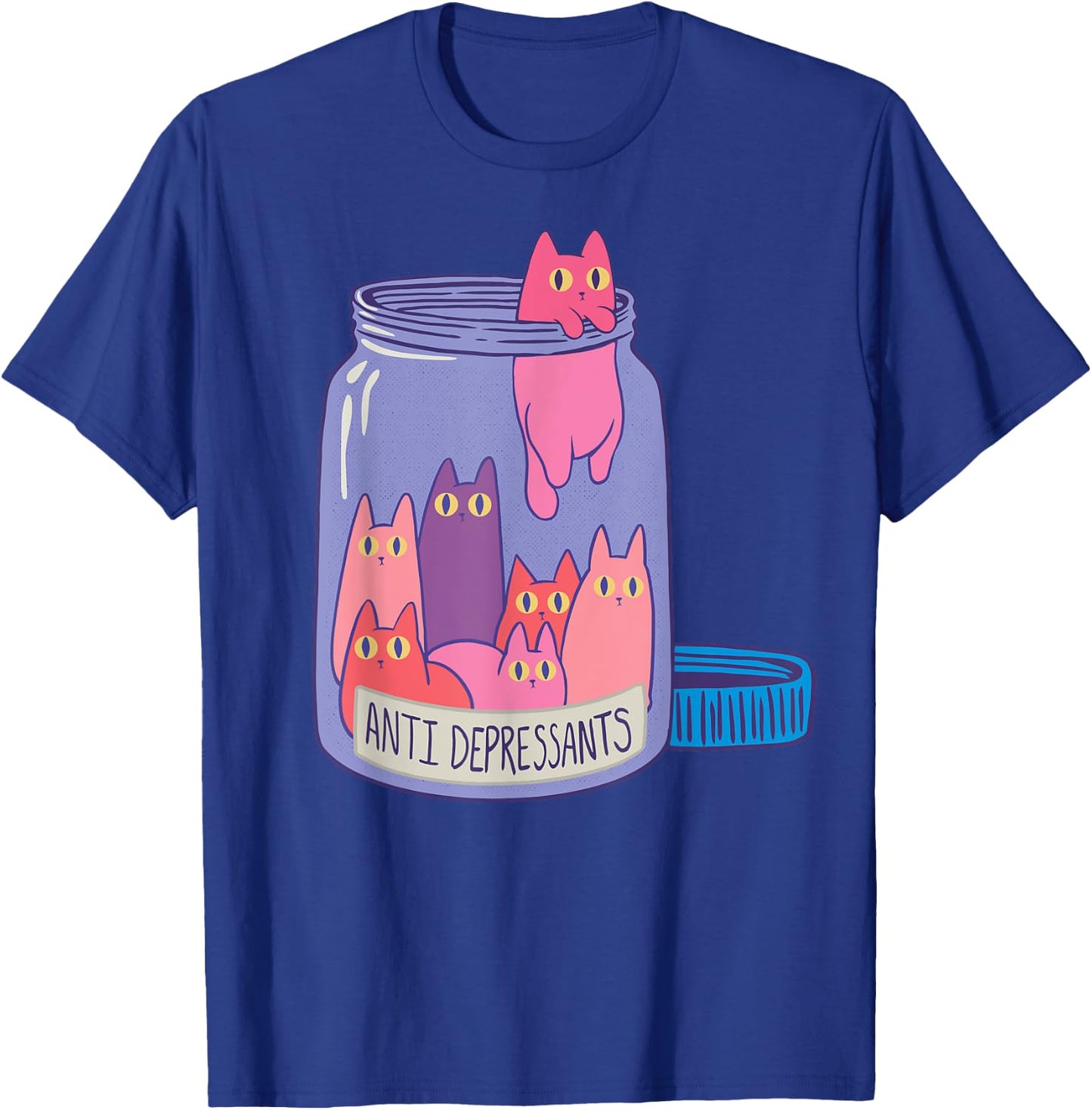 Antidepressant Cat Retro Antidepressants Cats Funny Gift Men Women T-Shirt - T-Shirt | Royal
