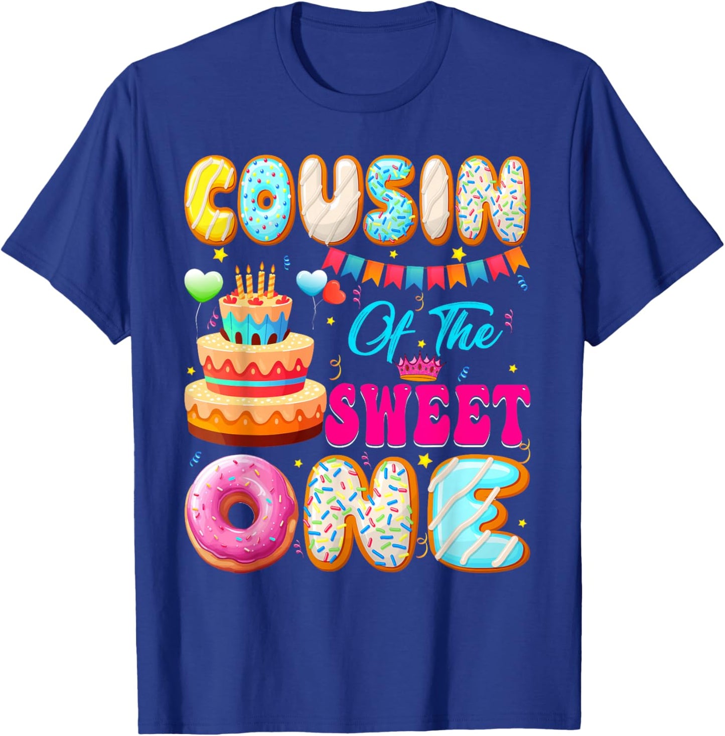 Cousin Of The Sweet One Donut Theme 1st Birthday Family T-Shirt - T-Shirt | Royal